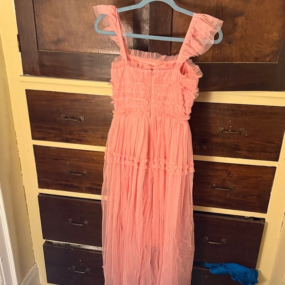 ASOS Pink Ruffled Midi Dress - Picture 2 of 5